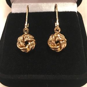 18 Kt Gold Plated Knot Drop Earrings